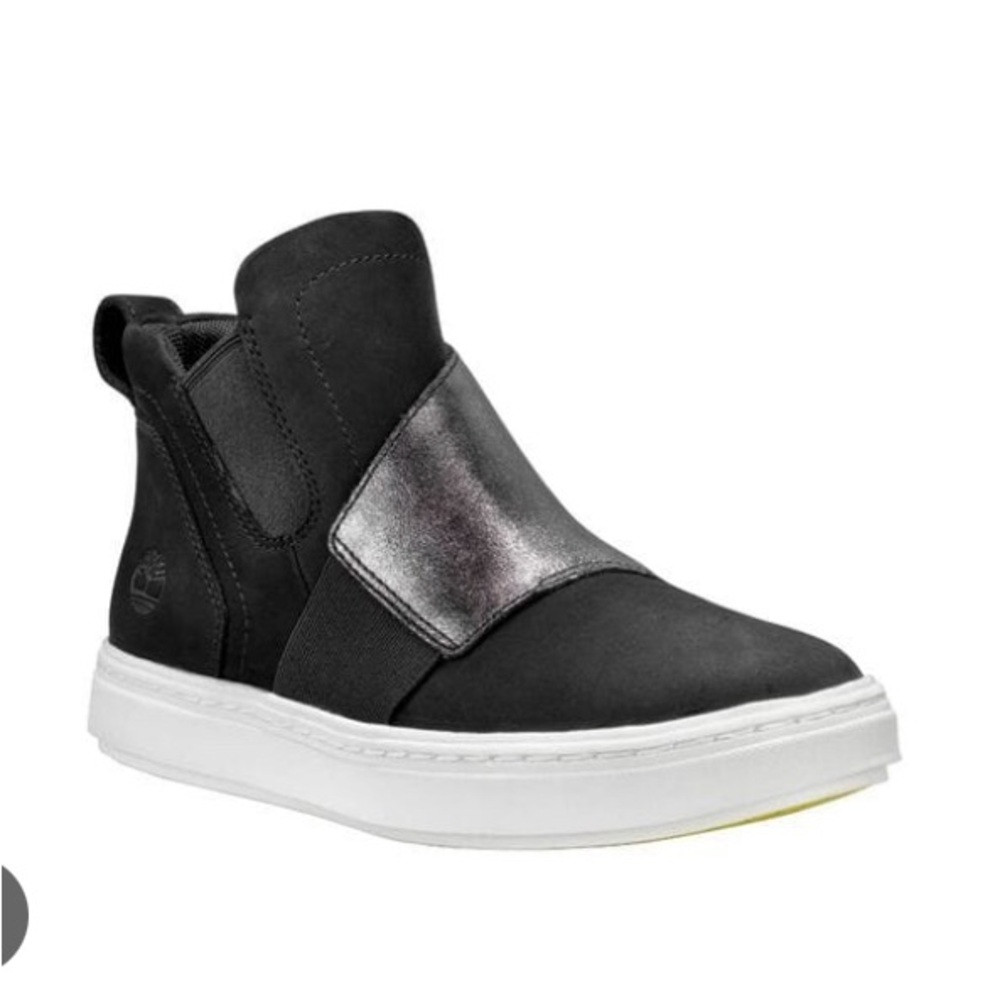 Timberland Black Slip-On Ankle Boot with Silver Strap
